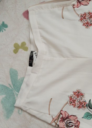 Dantel Detaylı Beyaz Çiçekli Bohem Kumaş Pantolon - Görsel 6