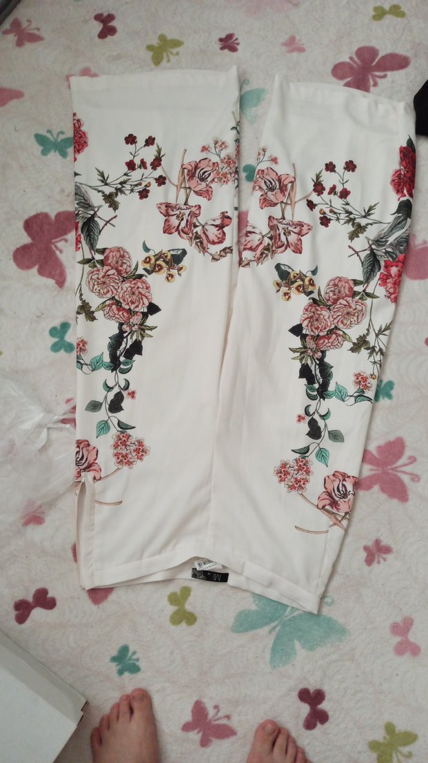 Dantel Detaylı Beyaz Çiçekli Bohem Kumaş Pantolon - Görsel 3