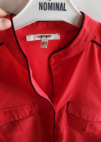 Kadın Parlak Kırmızı Düğmeli Gömlek - Görsel 5