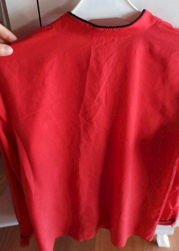 Kadın Parlak Kırmızı Düğmeli Gömlek - Görsel 6