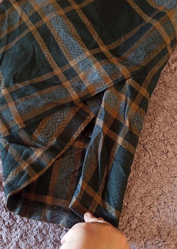 Drapeli Kahverengi Midi Hamile Etek - Görsel 5