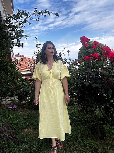 Sarı Müslin elbise
