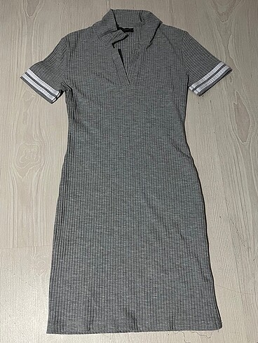 Fitilli Gri Mini Elbise