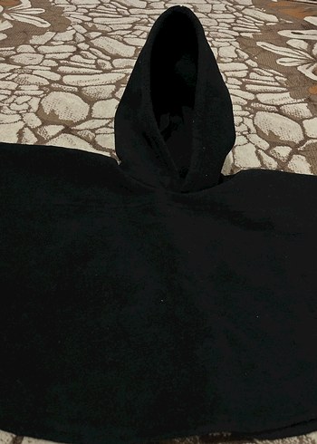 Kapüşonlu Siyah bebek Panço - Görsel 4