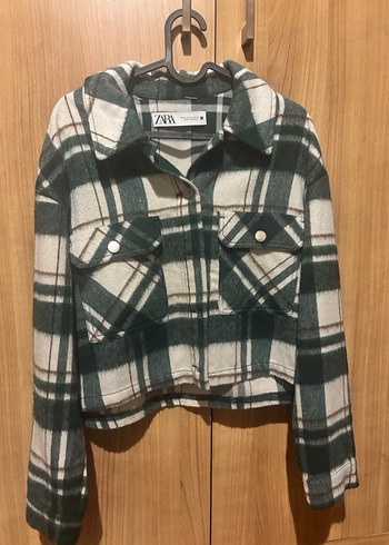 Zara Düğmeli Ekose Kadın Gömlek Ceket - Görsel 3