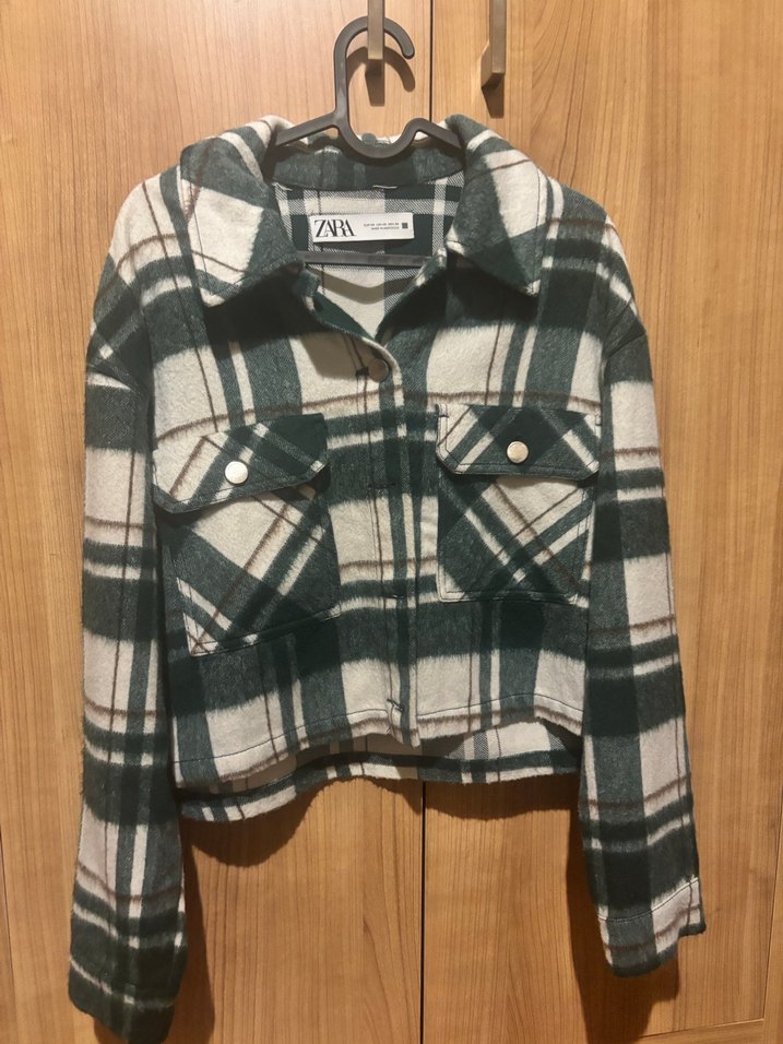 Zara Düğmeli Ekose Kadın Gömlek Ceket - Görsel 3
