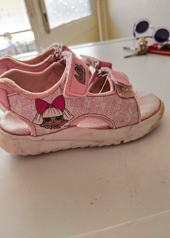 Kız Çocuk Pembe LoL bebek Baskılı Tokalı sandalet