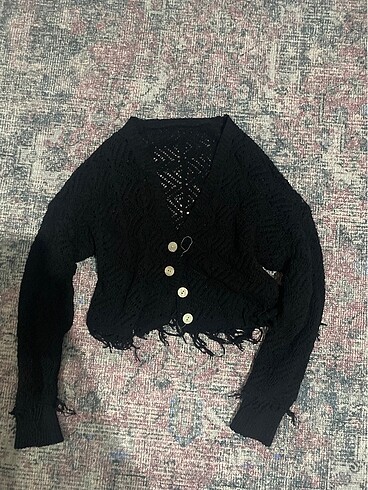 Crop Siyah Hırka