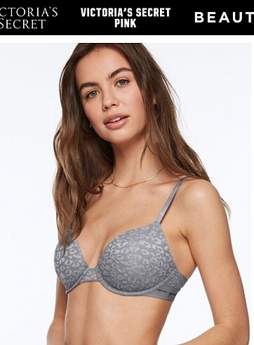 32 Beden gri Renk Victoria Secret Pink Sütyen 32DD Beden