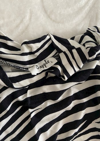 Zebra Desenli Kemerli Mini Bluz - Görsel 3