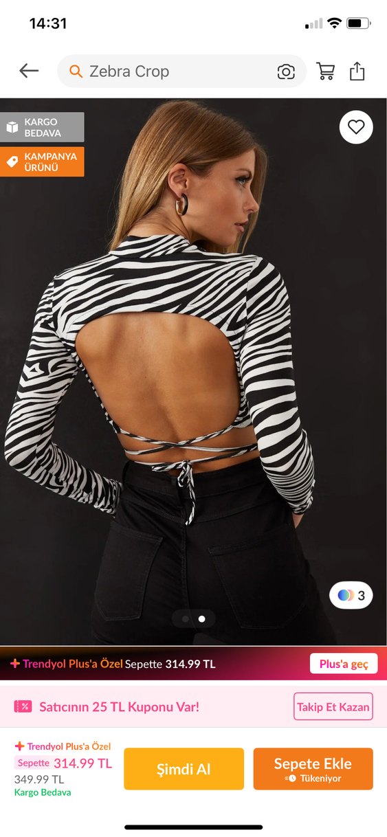 Zebra Desenli Kemerli Mini Bluz - Görsel 2