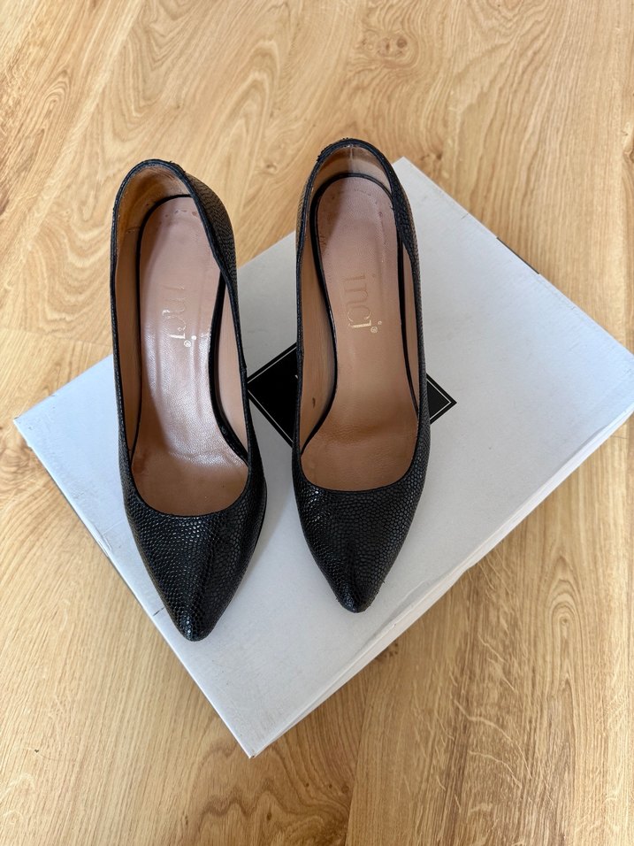 İnci Marka Siyah Orijinal Desenli Stiletto - Görsel 5