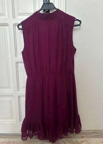 Düğmeli Bordo Midi Bohem Elbise - Görsel 4