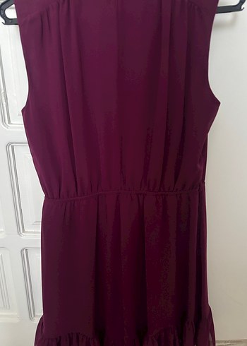 Düğmeli Bordo Midi Bohem Elbise - Görsel 6