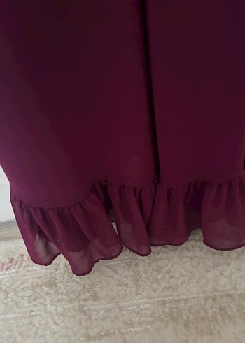 Düğmeli Bordo Midi Bohem Elbise - Görsel 2