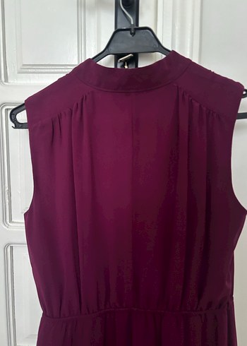 Düğmeli Bordo Midi Bohem Elbise - Görsel 5