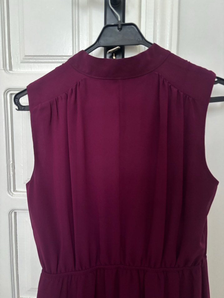 Düğmeli Bordo Midi Bohem Elbise - Görsel 5