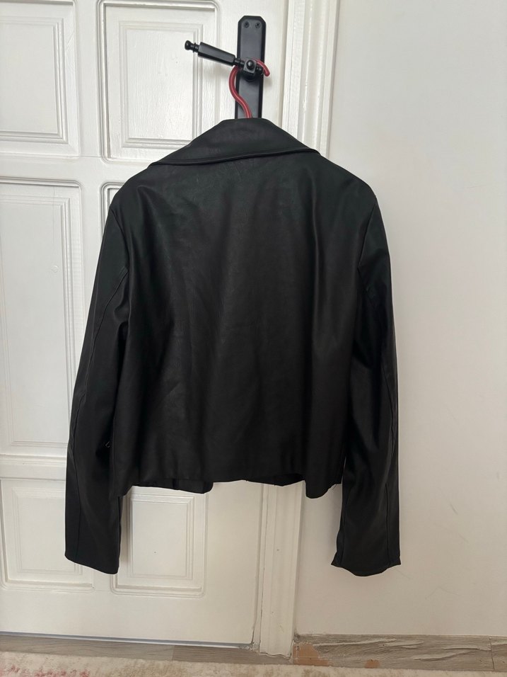 Siyah Deri Kadın Ceket - Görsel 5