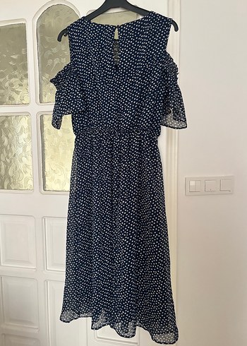 Lacivert Desenli Uzun Bohem Elbise - Görsel 4