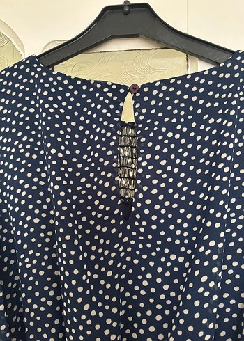 Lacivert Desenli Uzun Bohem Elbise - Görsel 5