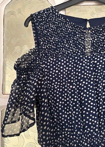 Lacivert Desenli Uzun Bohem Elbise - Görsel 2