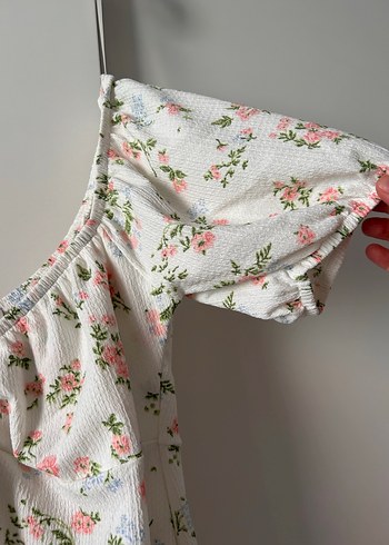 V Yaka Çiçekli Midi Bohem Elbise - Görsel 4