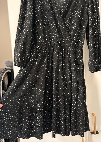 Siyah Puantiyeli Uzun Pilili Kadın Elbise - Görsel 2