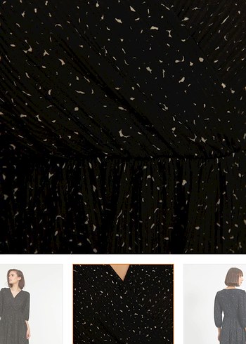 Siyah Puantiyeli Uzun Pilili Kadın Elbise - Görsel 6