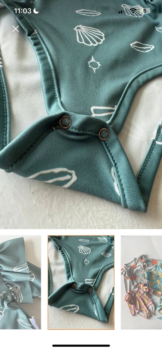 Kız Çocuk Turkuaz Kabuk Desenli Mayo Seti - Görsel 3