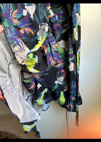 Renkli Desenli Bol Kesim Kadın Elbise - Görsel 4