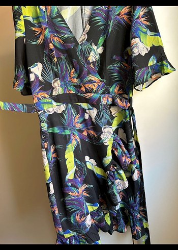 Renkli Desenli Bol Kesim Kadın Elbise - Görsel 3