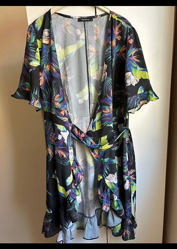 Renkli Desenli Bol Kesim Kadın Elbise - Görsel 2