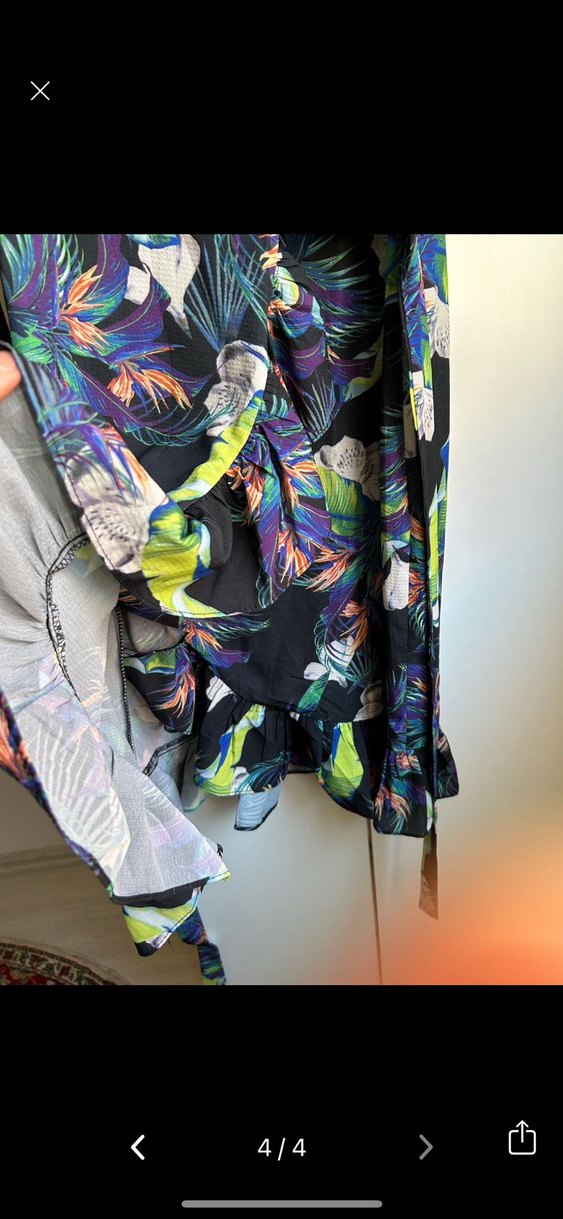 Renkli Desenli Bol Kesim Kadın Elbise - Görsel 4