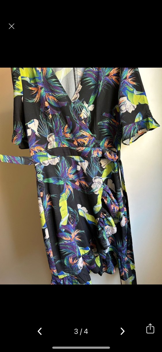 Renkli Desenli Bol Kesim Kadın Elbise - Görsel 3