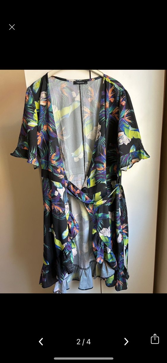 Renkli Desenli Bol Kesim Kadın Elbise - Görsel 2