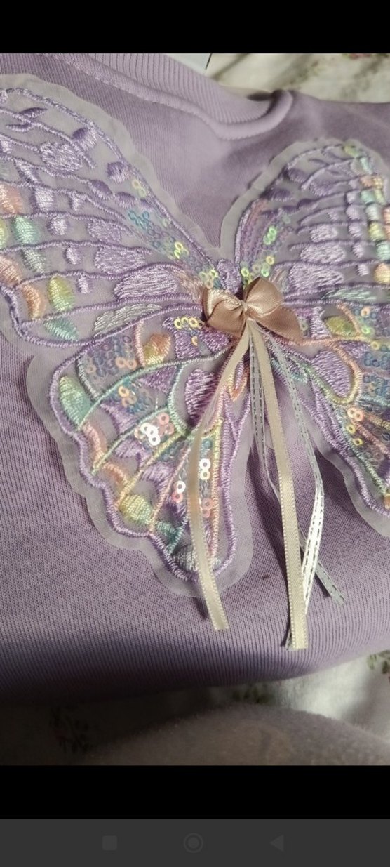 Lila Nakışlı Kız Sweatshirt ve Eşofman Takımı - Görsel 3