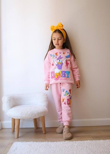 Pembe Baskılı Kız Çocuk Eşofman Takımı - Görsel 3