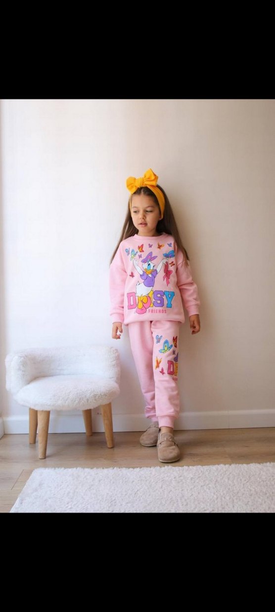 Pembe Baskılı Kız Çocuk Eşofman Takımı - Görsel 3