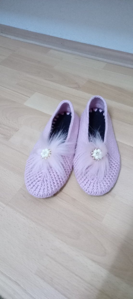 Renkli Örgü Kadın Ev ayakkabısı - Görsel 2