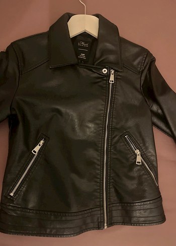 Siyah Deri Kadın Biker Ceket