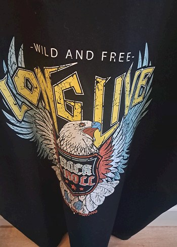 Rock Punk Desenli Siyah Erkek Tişörtü