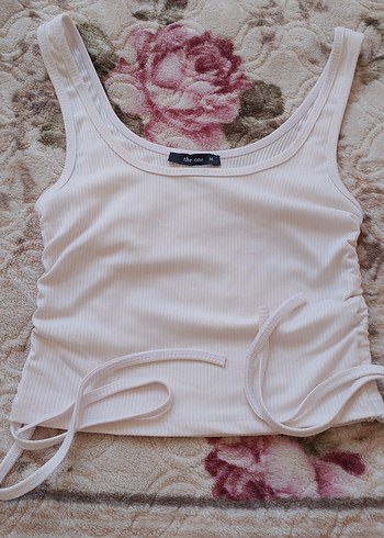 Beyaz Pamuklu Kısa Crop Top