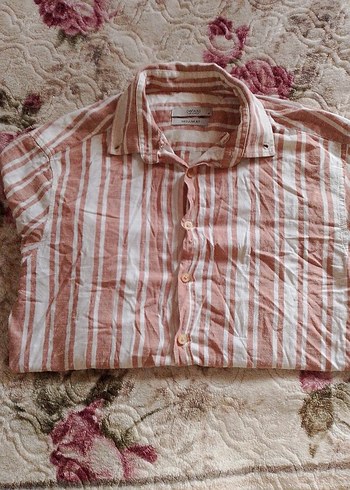 Bej Kadın Keten Gömlek Uzun Kollu - Görsel 2