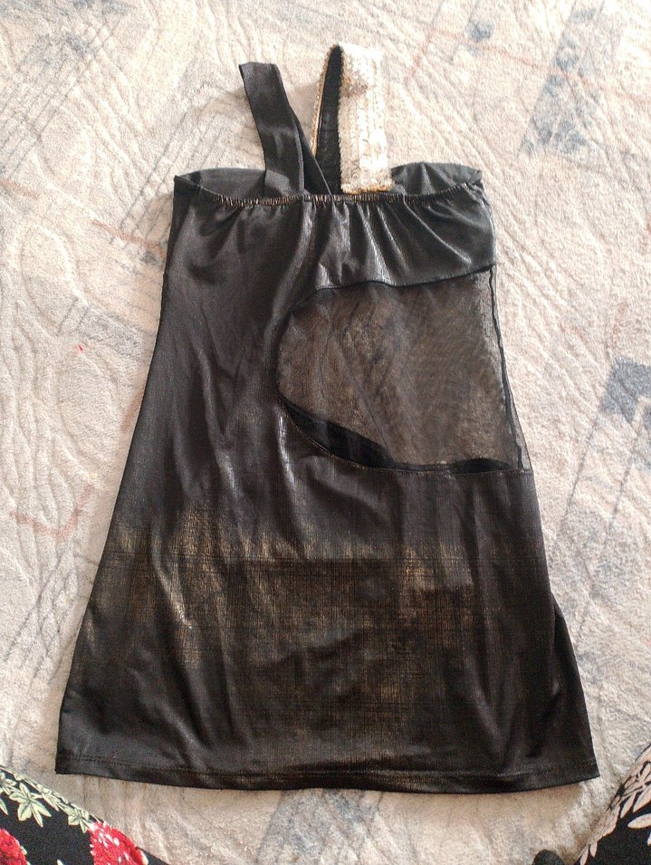 Siyah Parlak Straplez Midi Elbise - Görsel 2