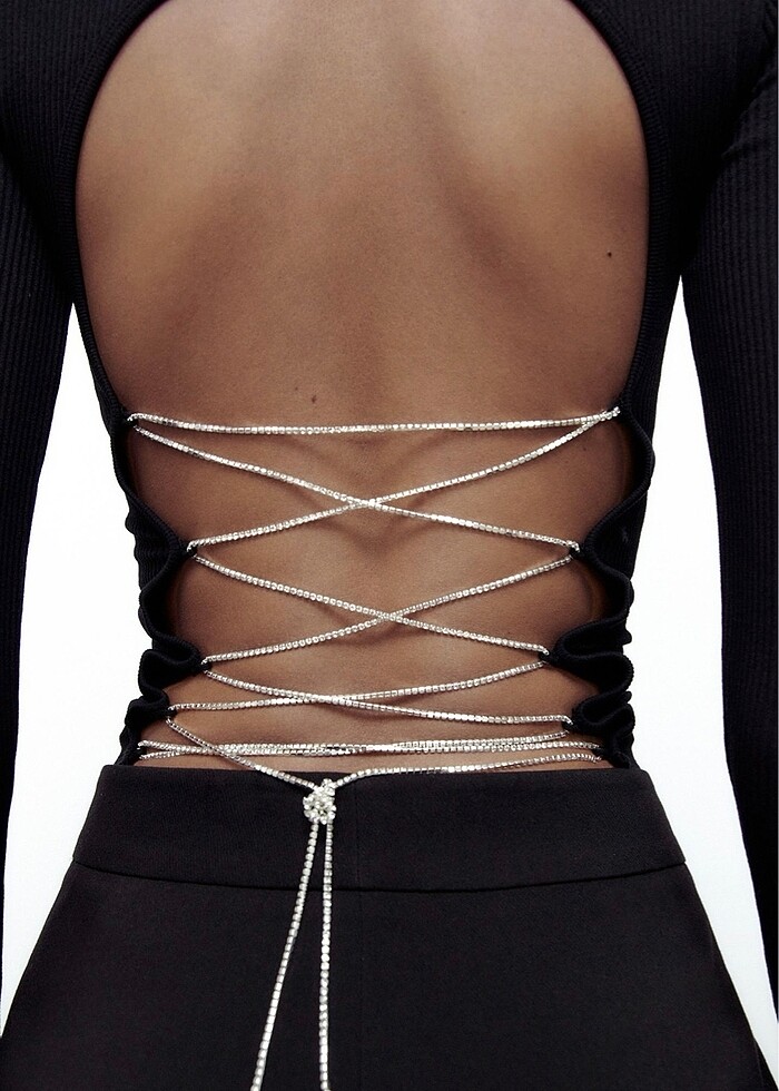 ZARA PARLAK TAŞLI DİKİŞSİZ ÜST - Görsel 4