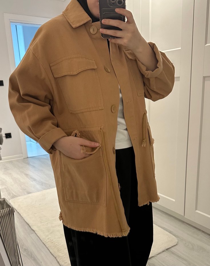 Camel Denim Ceket - Görsel 2