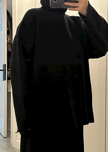 Siyah Salaş Kadın Sweatshirt - Görsel 3