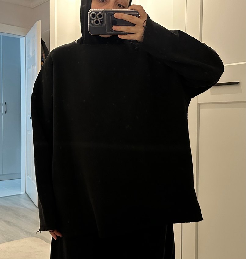 Siyah Salaş Kadın Sweatshirt - Görsel 2