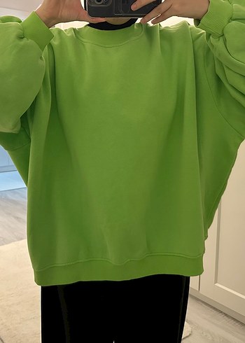 Yeşil Oversize Kadın Sweatshirt - Görsel 2
