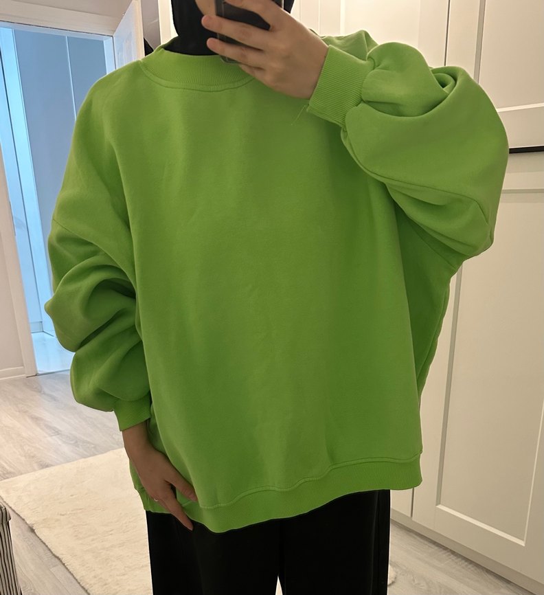 Yeşil Oversize Kadın Sweatshirt - Görsel 4